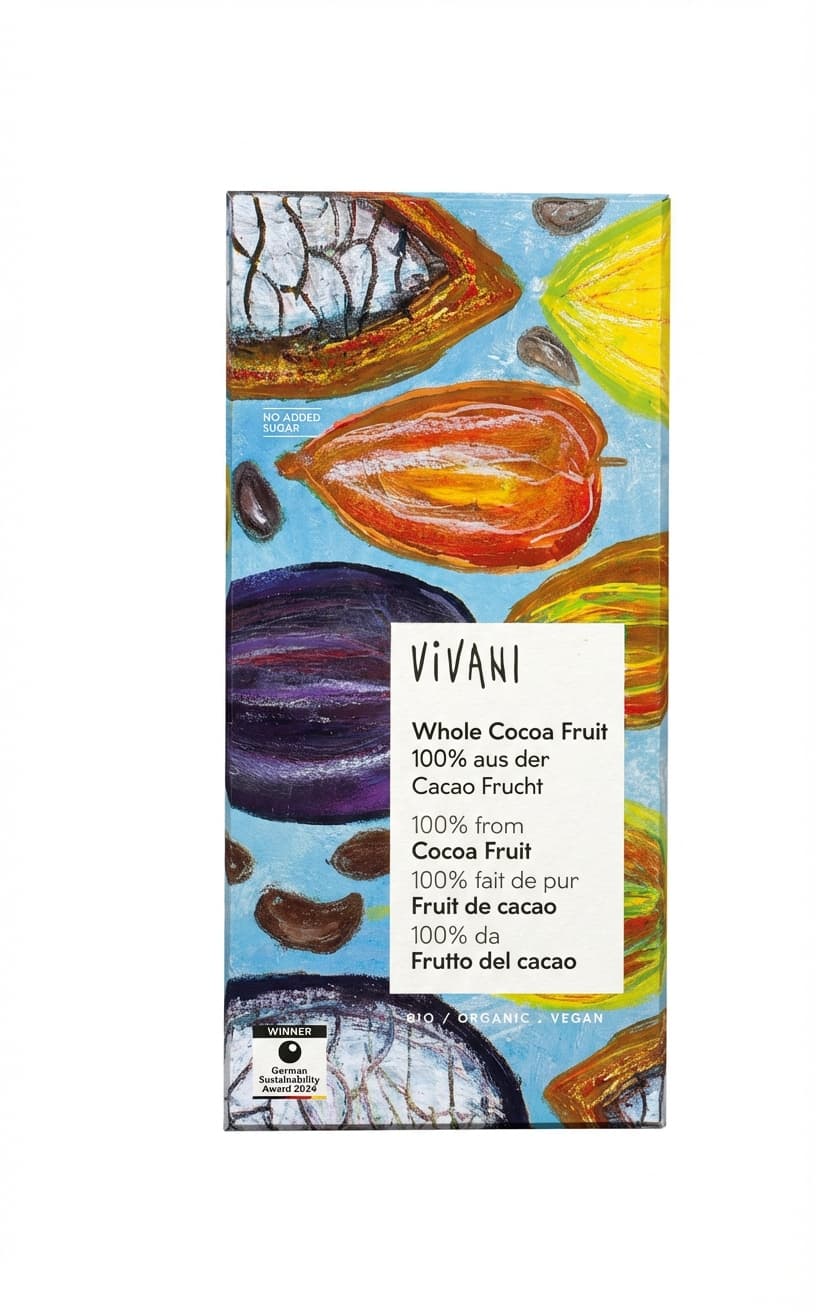 Whole Cocoa Fruit 100% dark bar packaging by undefined
