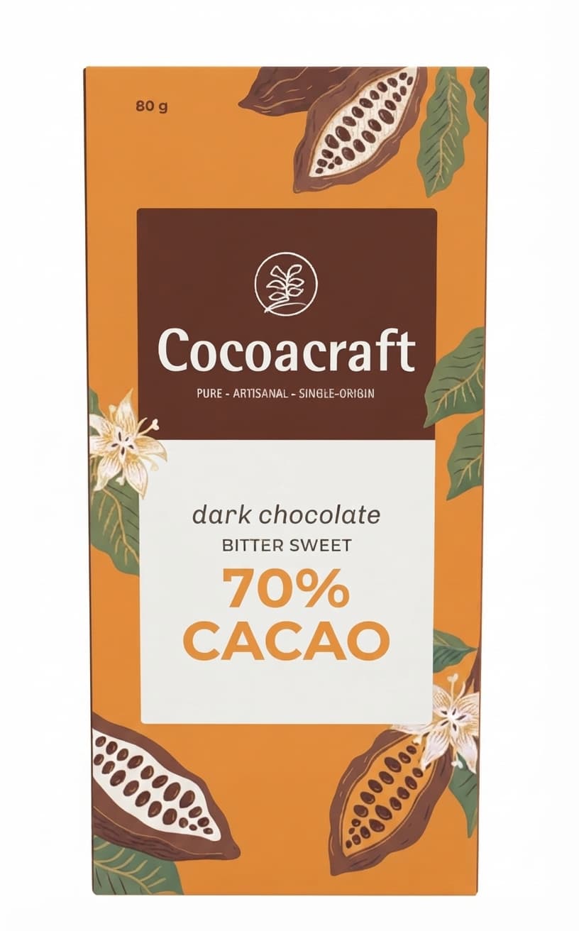 Bitter Sweet 70% 70% dark bar packaging by Cocoacraft