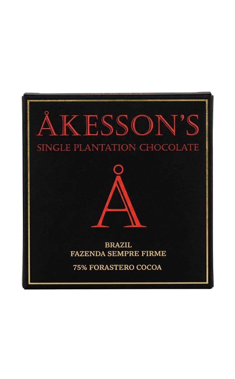 Brazil 75% Forastero 75% dark bar packaging by Åkesson's