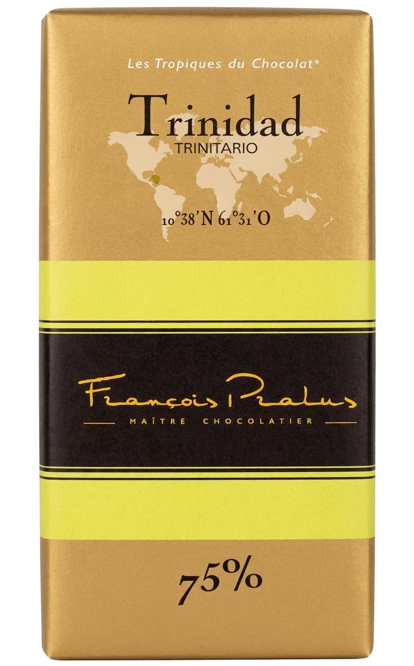 Trinidad 75% dark bar packaging by François Pralus