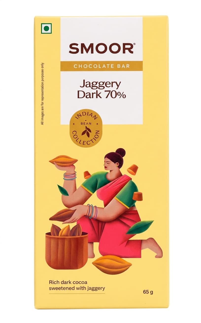 Jaggery Dark 70% 70% dark bar packaging by Smoor