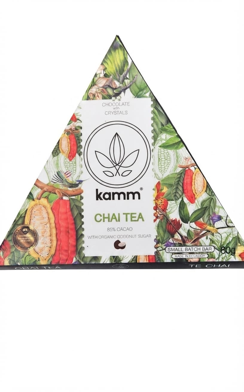 Chai Tea 85% 85% dark bar packaging by kamm