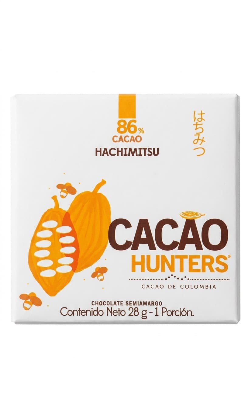 Hachimitsu 86% 86% dark bar packaging by Cacao Hunters
