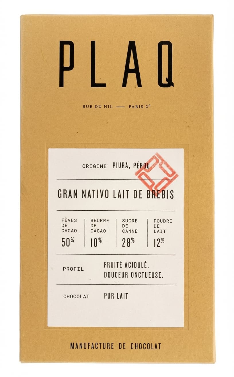 Gran Nativo Lait de Brebis 50% milk bar packaging by Plaq