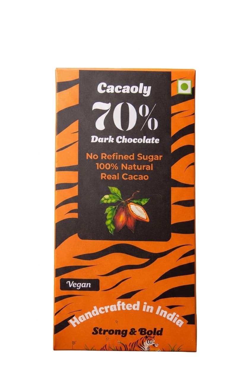 India Dark 70% 70% dark bar packaging by Cacaoly