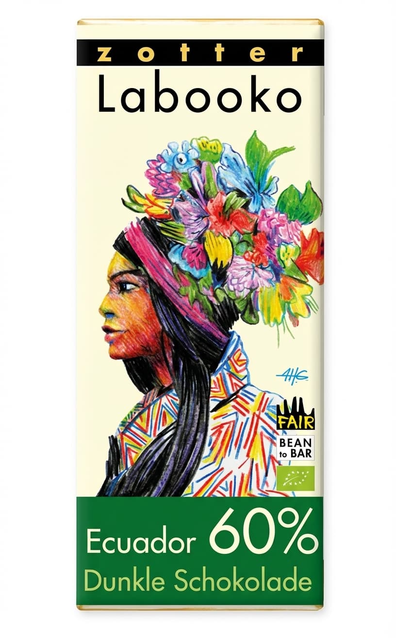 Labooko Ecuador 60% 60% dark bar packaging by Zotter