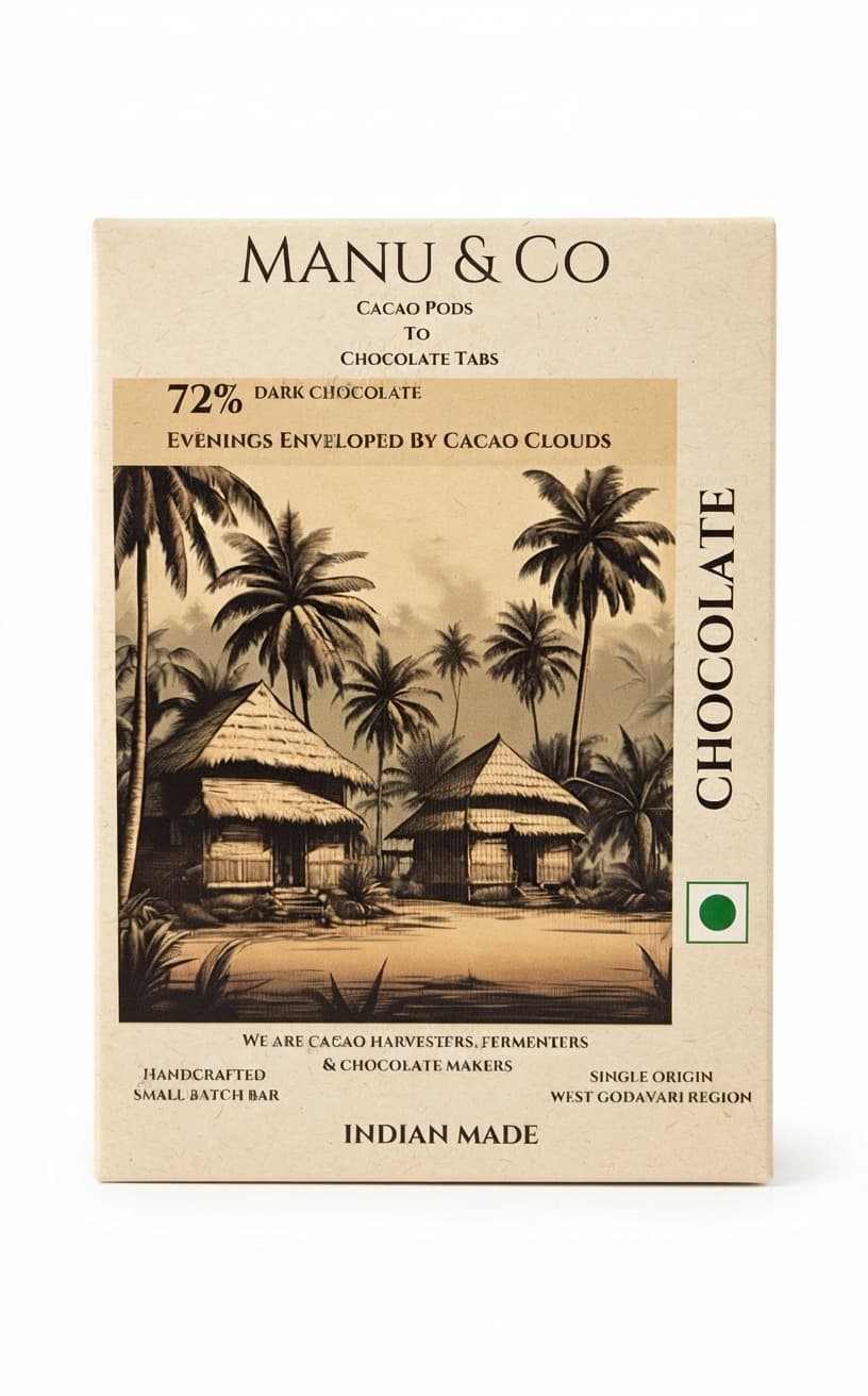 72% Dark 72% dark bar packaging by Manu & Co