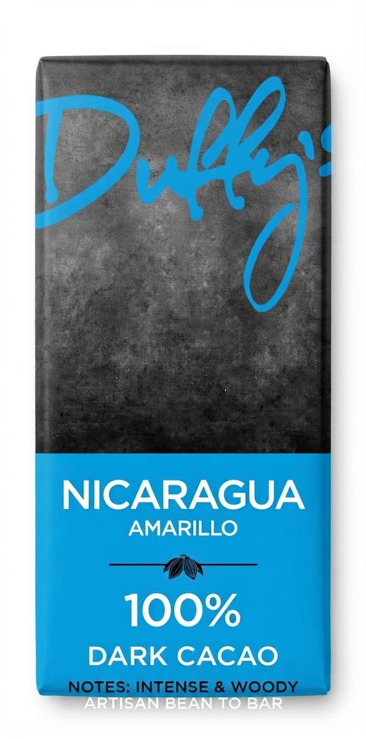Nicaragua Amarillo 100% 100% dark bar packaging by Duffy's