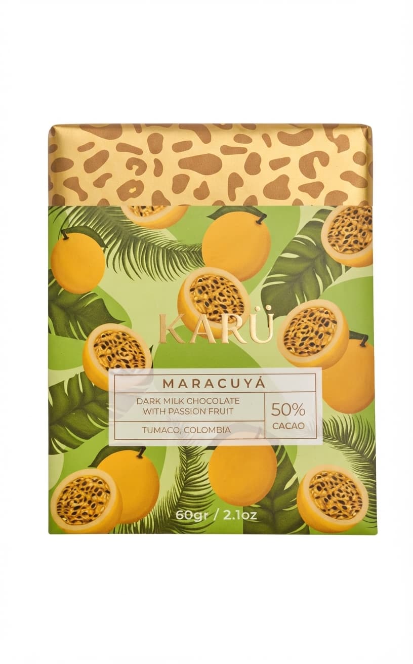 Maracuyá 50% 50% milk bar packaging by KARÜ