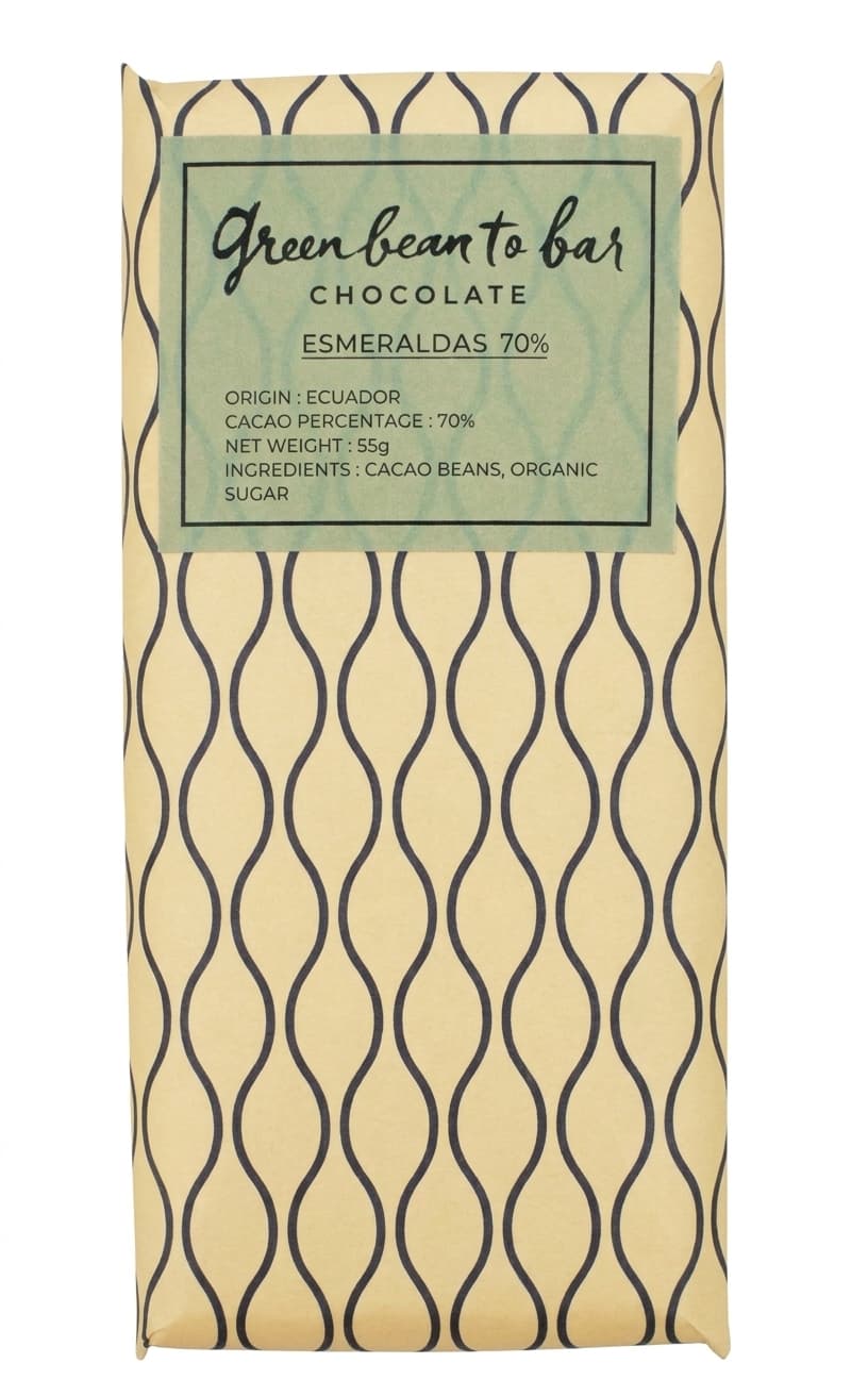 Esmeraldas 70% 70% dark bar packaging by Green Bean to Bar Chocolate