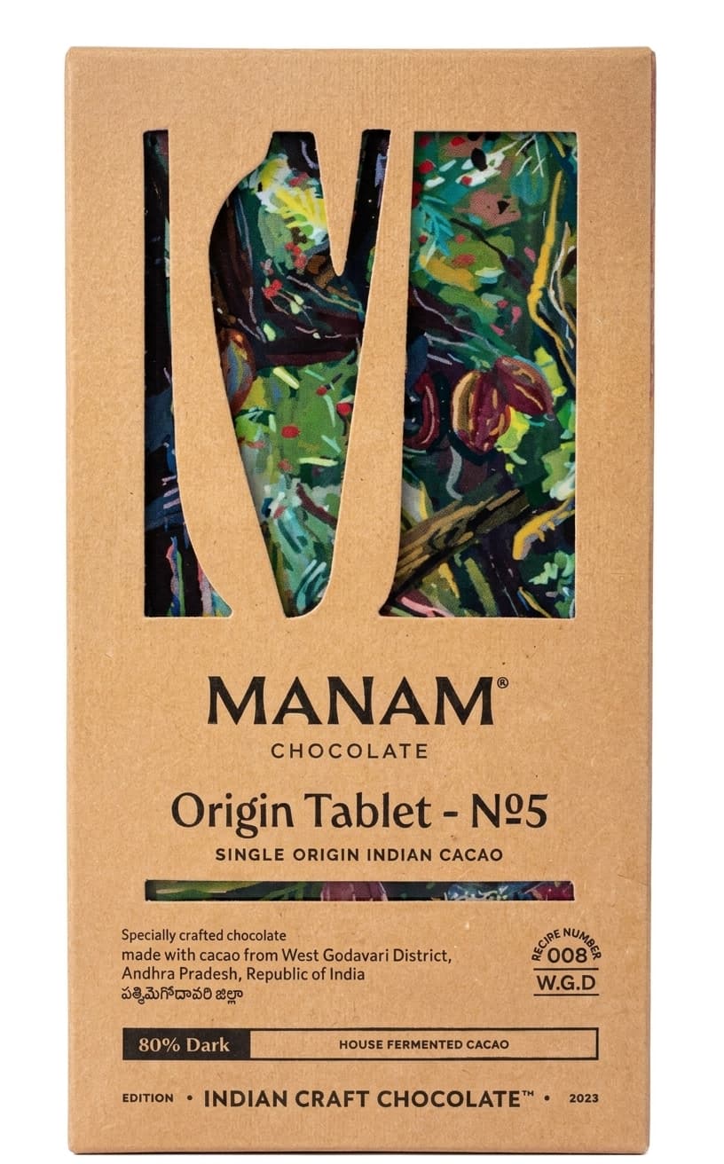 Origin Tablet - No5 80% dark bar packaging by Manam