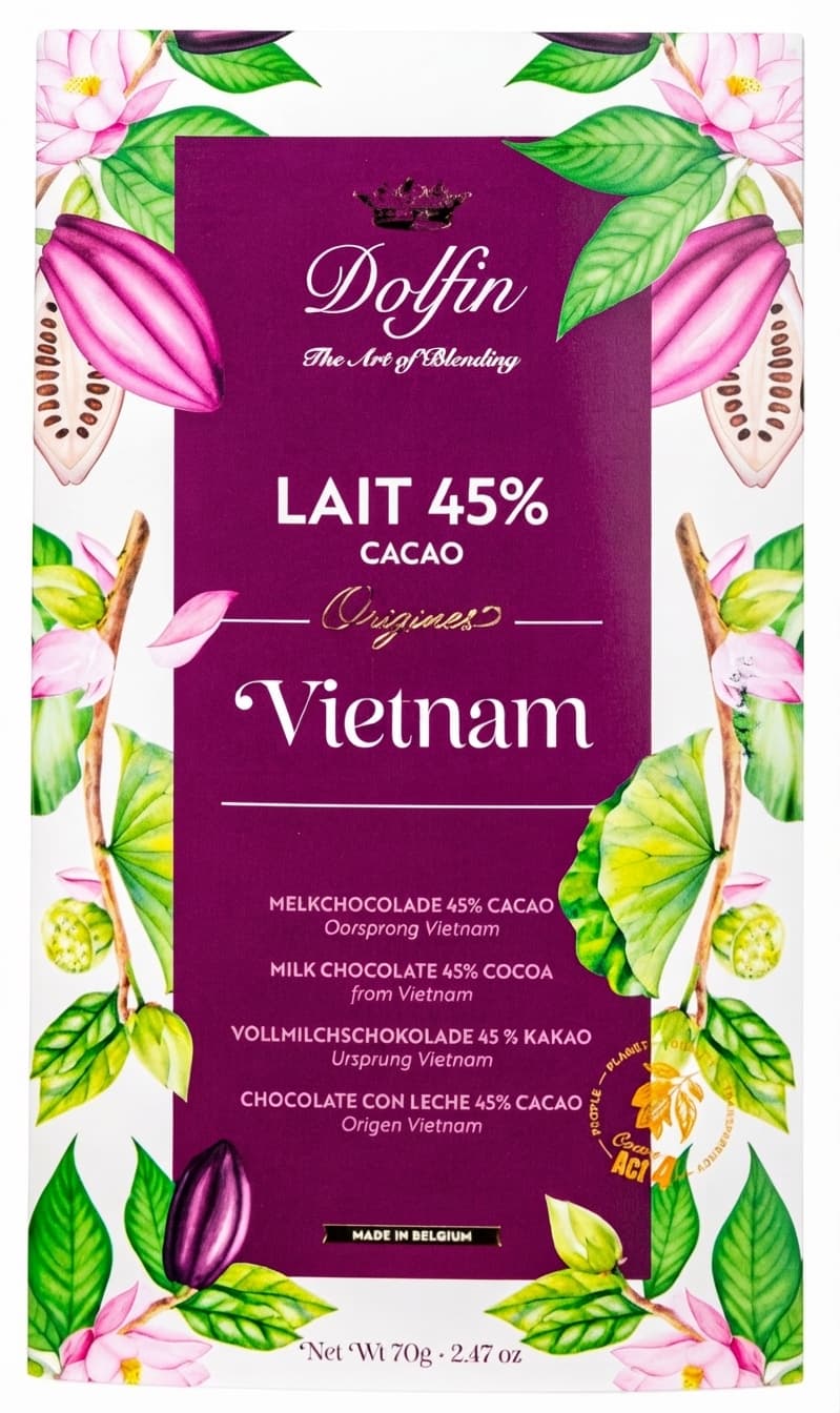 Vietnam Milk 45% 45% milk bar packaging by Dolfin