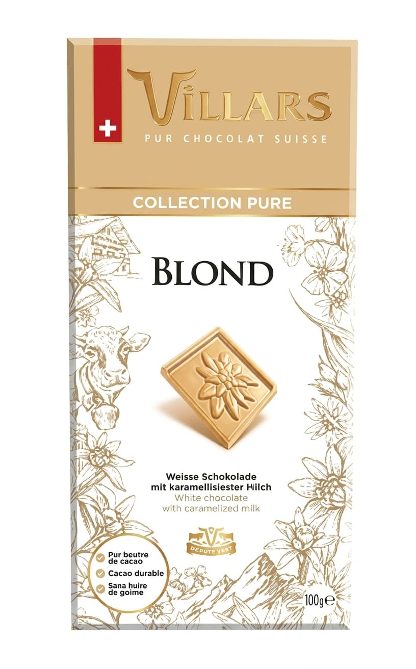 Blond 29% white bar packaging by Villars