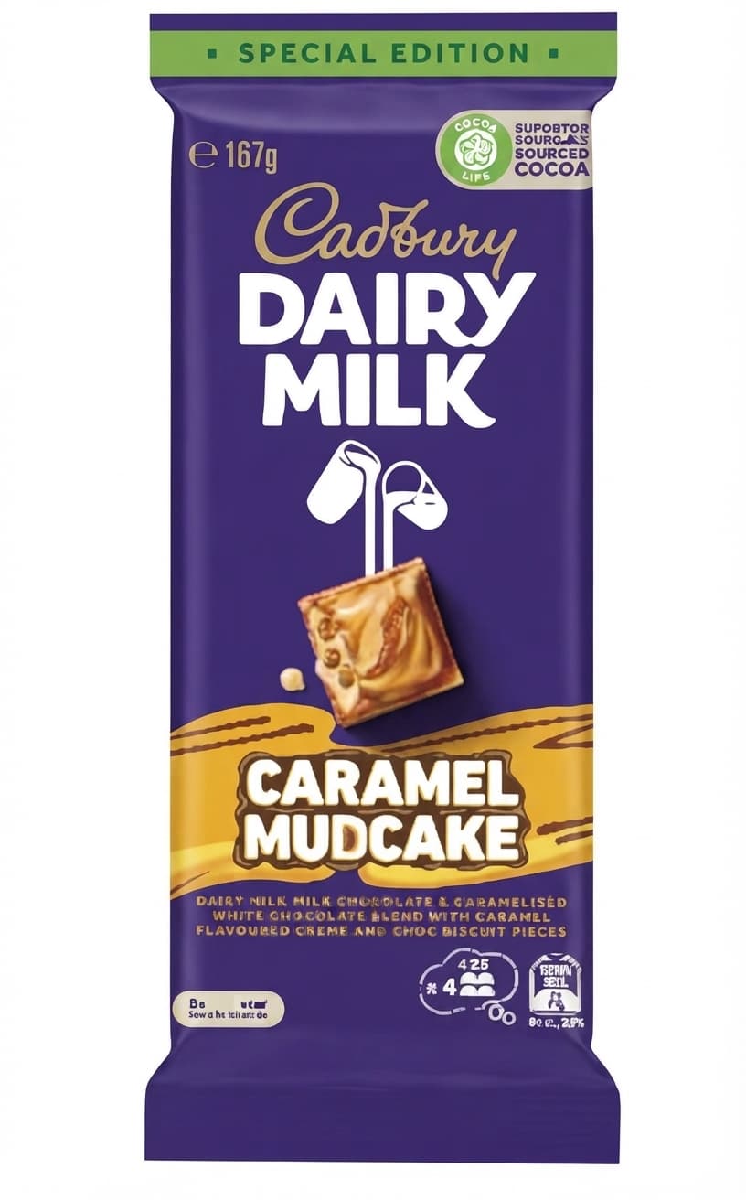 Caramel Mudcake null% milk bar packaging by Cadbury