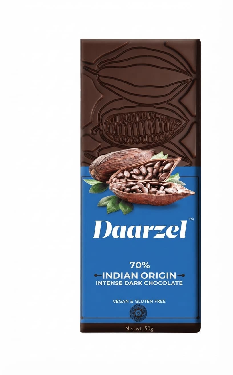 Indian Origin 70% 70% dark bar packaging by Ambriona