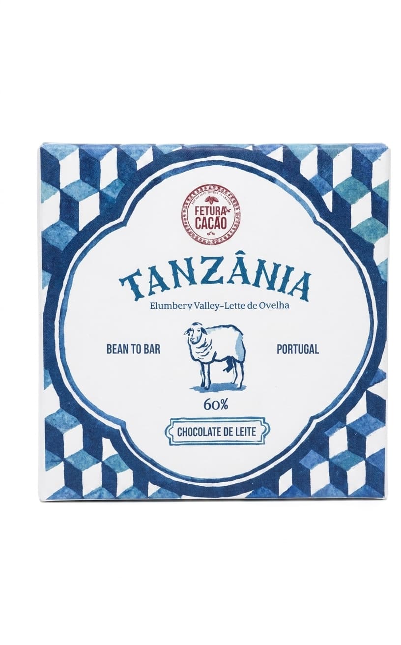 Tanzânia 60% with Sheep’s Milk 60% milk bar packaging by Feitoria do Cacao