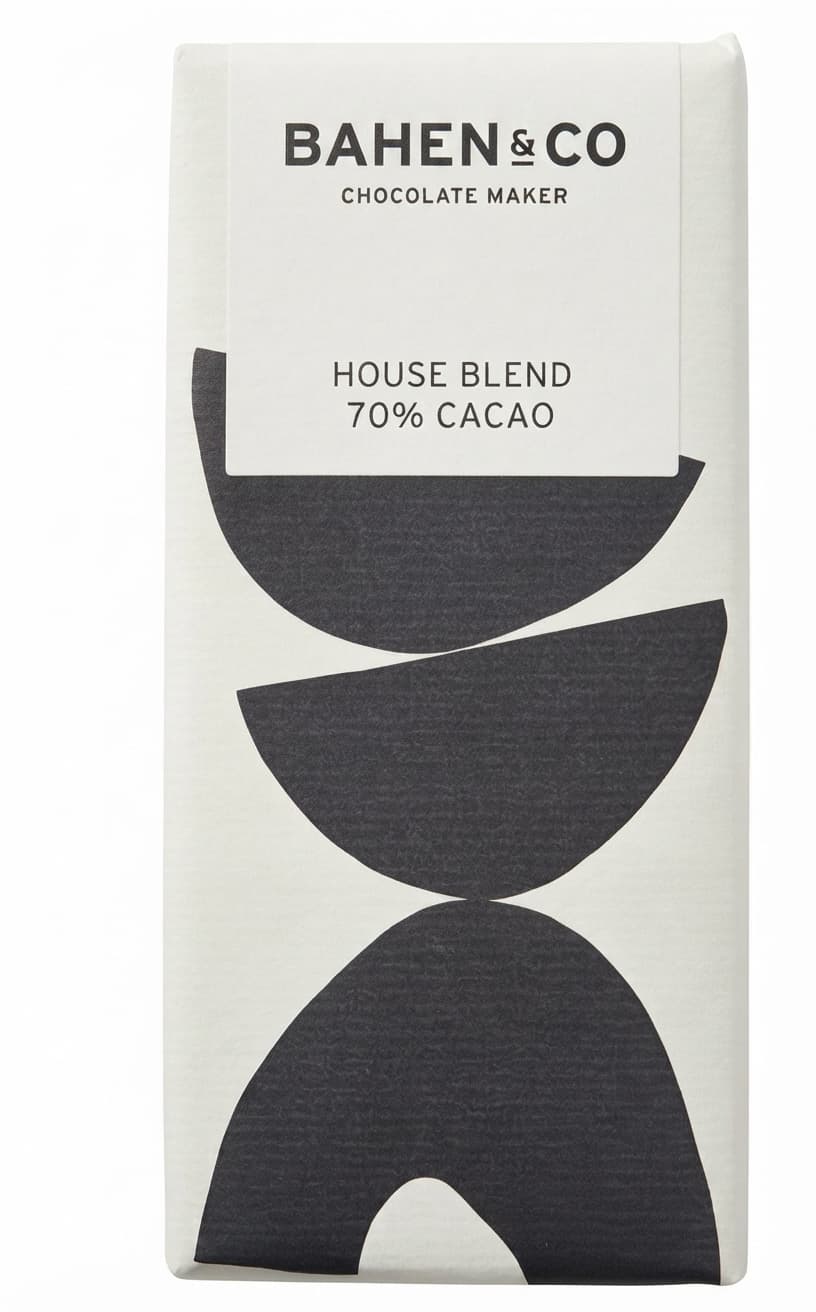 House Blend 70% 70% dark bar packaging by Bahen & Co