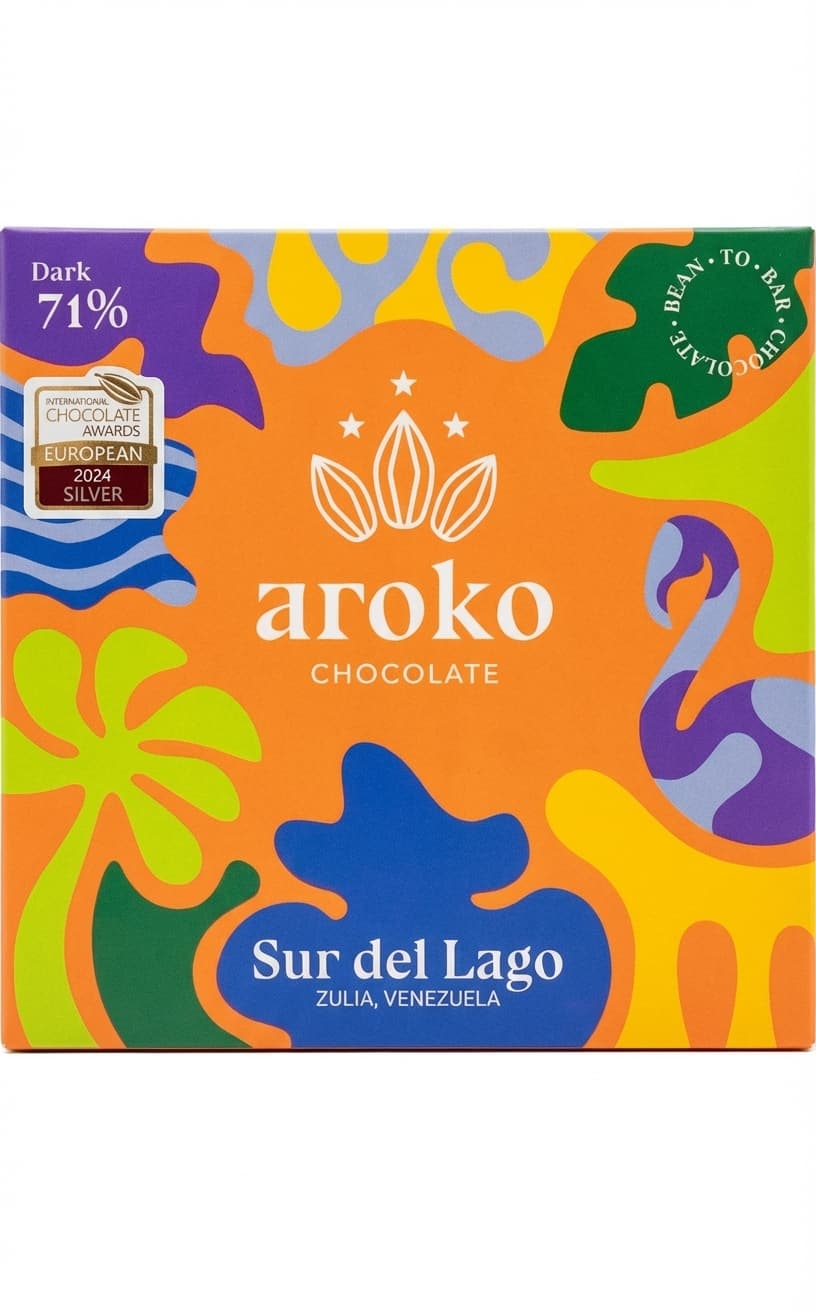 Sur del Lago 71% dark bar packaging by aroko