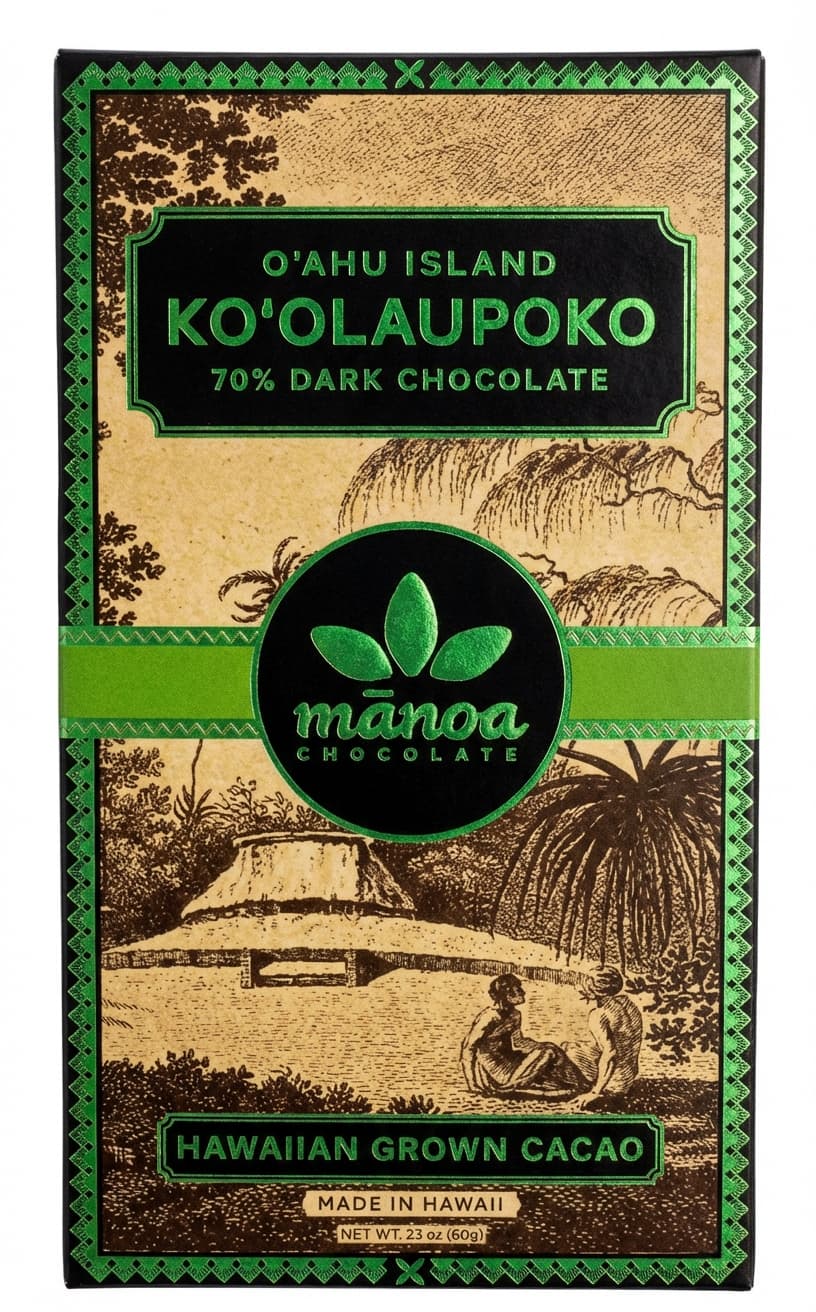 Ko'olaupoko 70% 70% dark bar packaging by mānoa chocolate