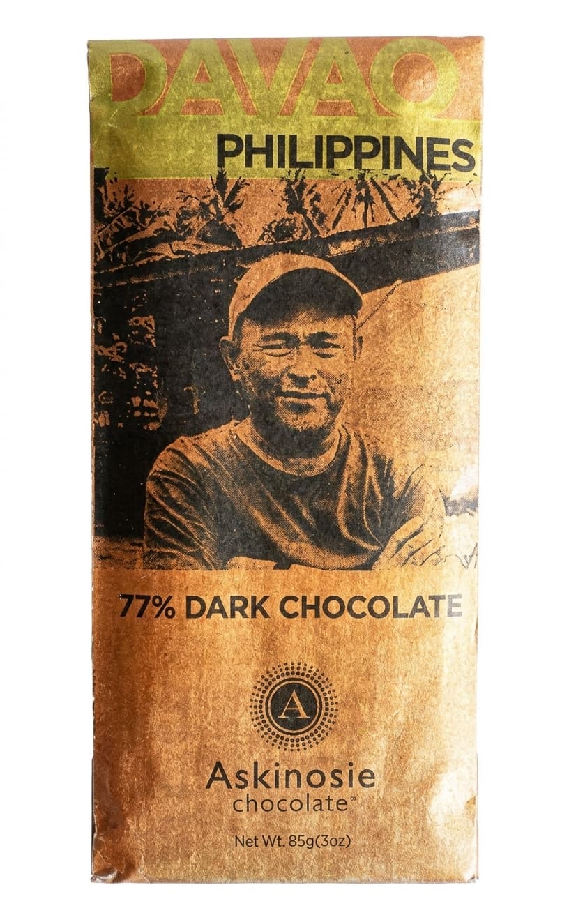 Davao 77% 77% dark bar packaging by Askinosie