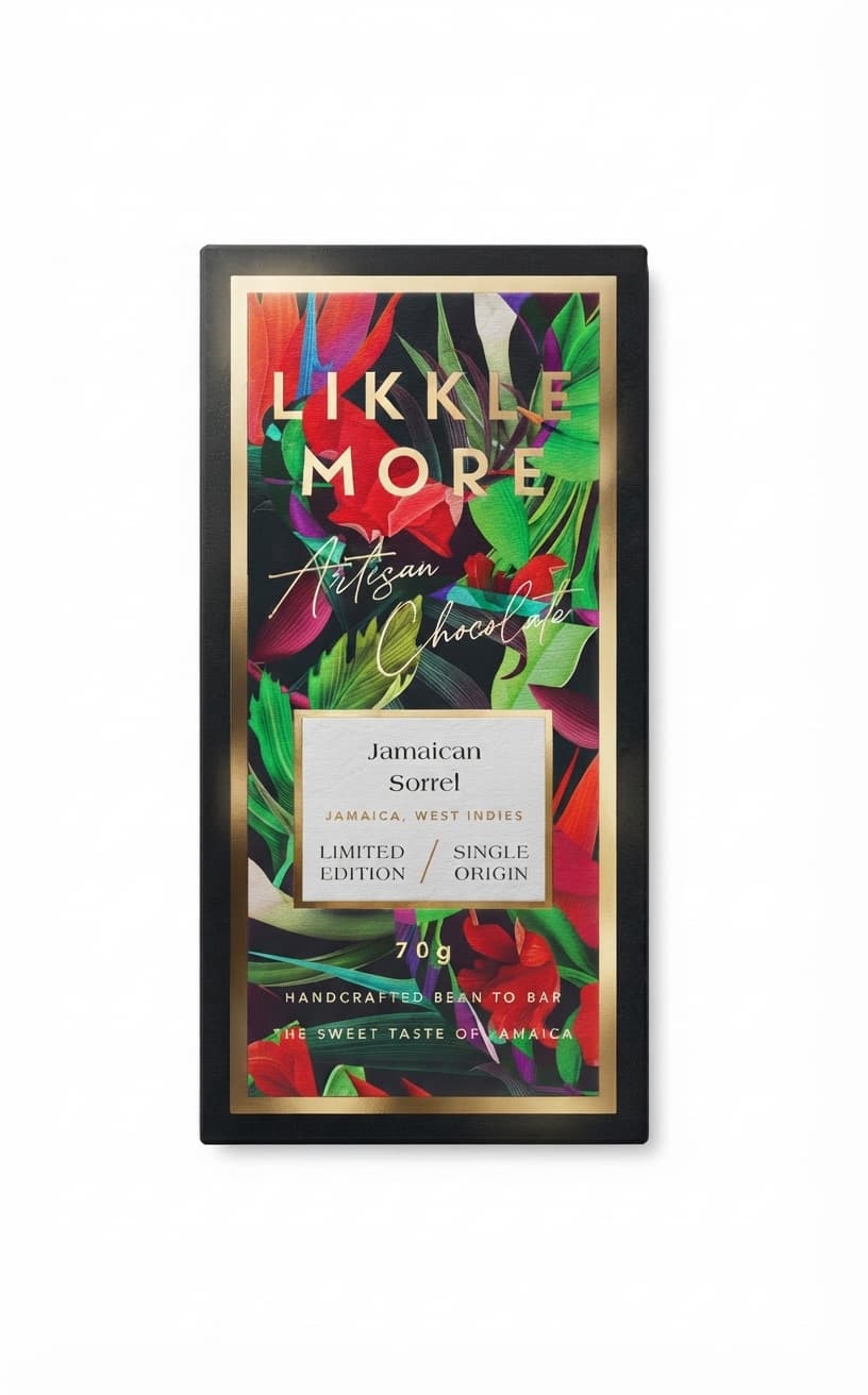Jamaican Sorrel 70% 70% dark bar packaging by Likkle More