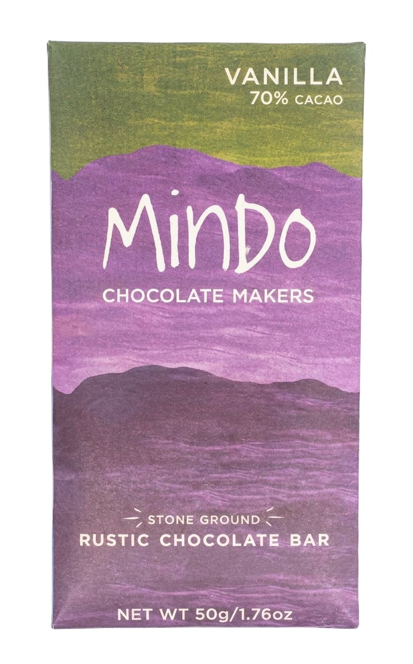 Vanilla 70% 70% dark bar packaging by Mindo Chocolate