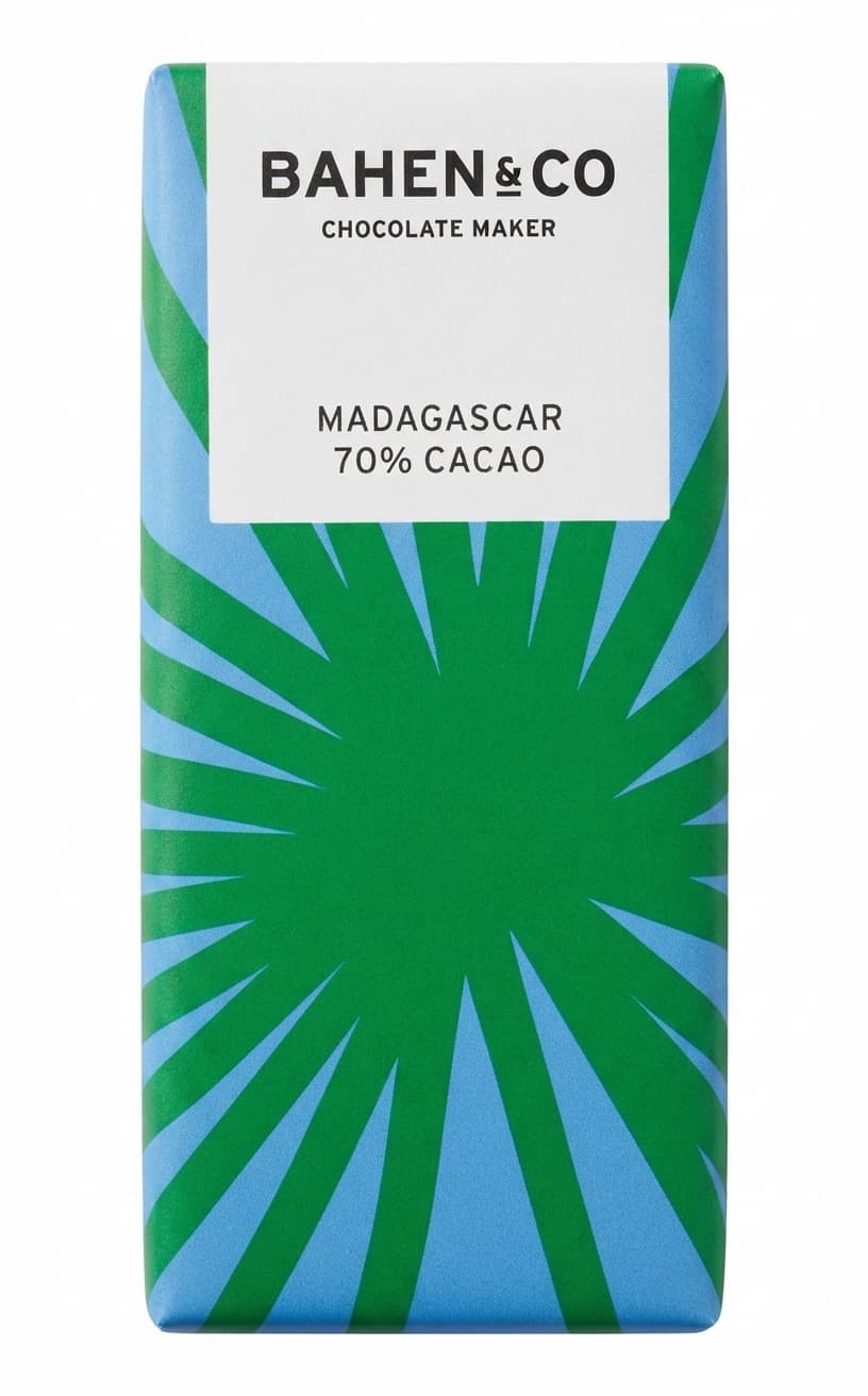 Madagascar 70% 70% dark bar packaging by Bahen & Co