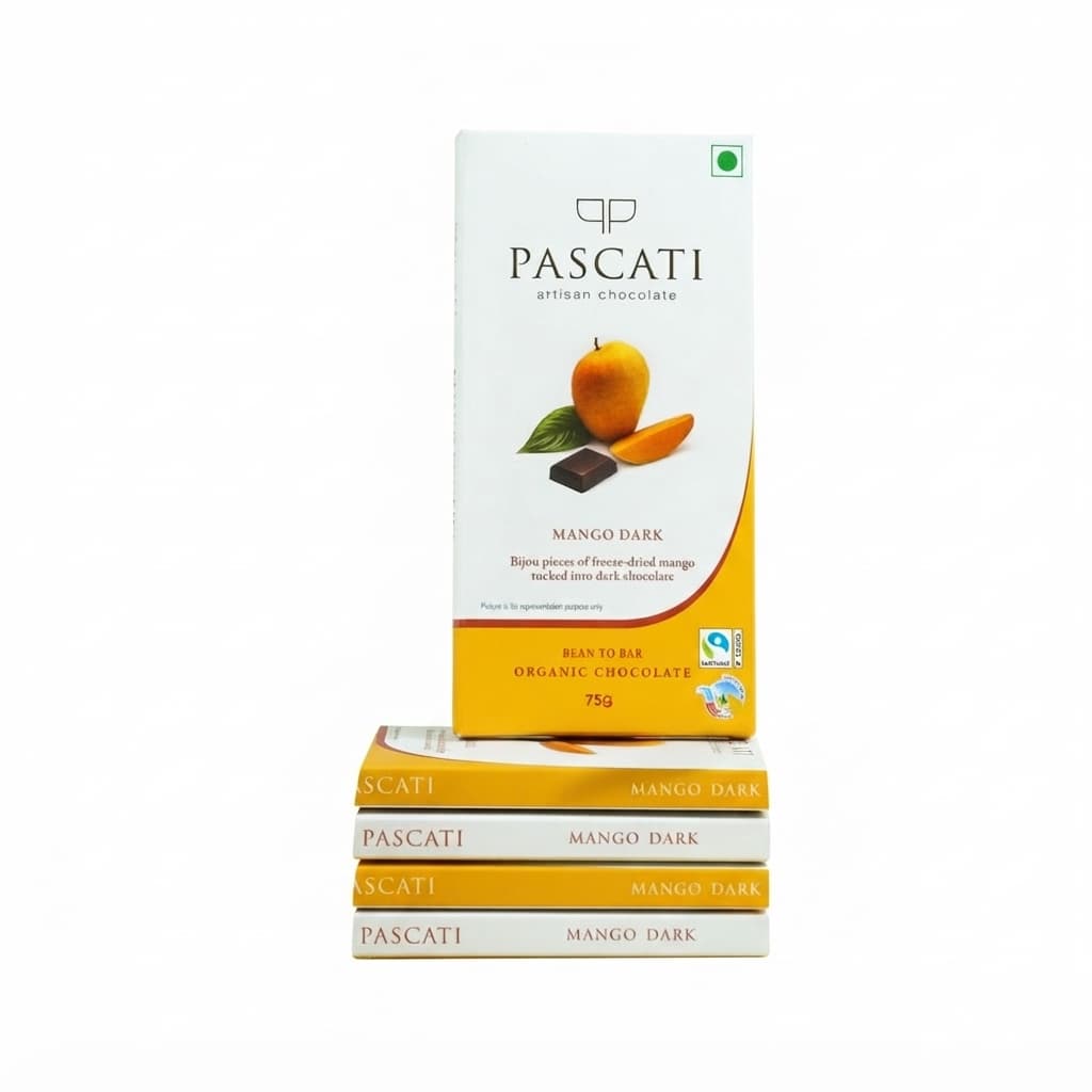 Mango Dark 63% 63% dark bar packaging by Pascati