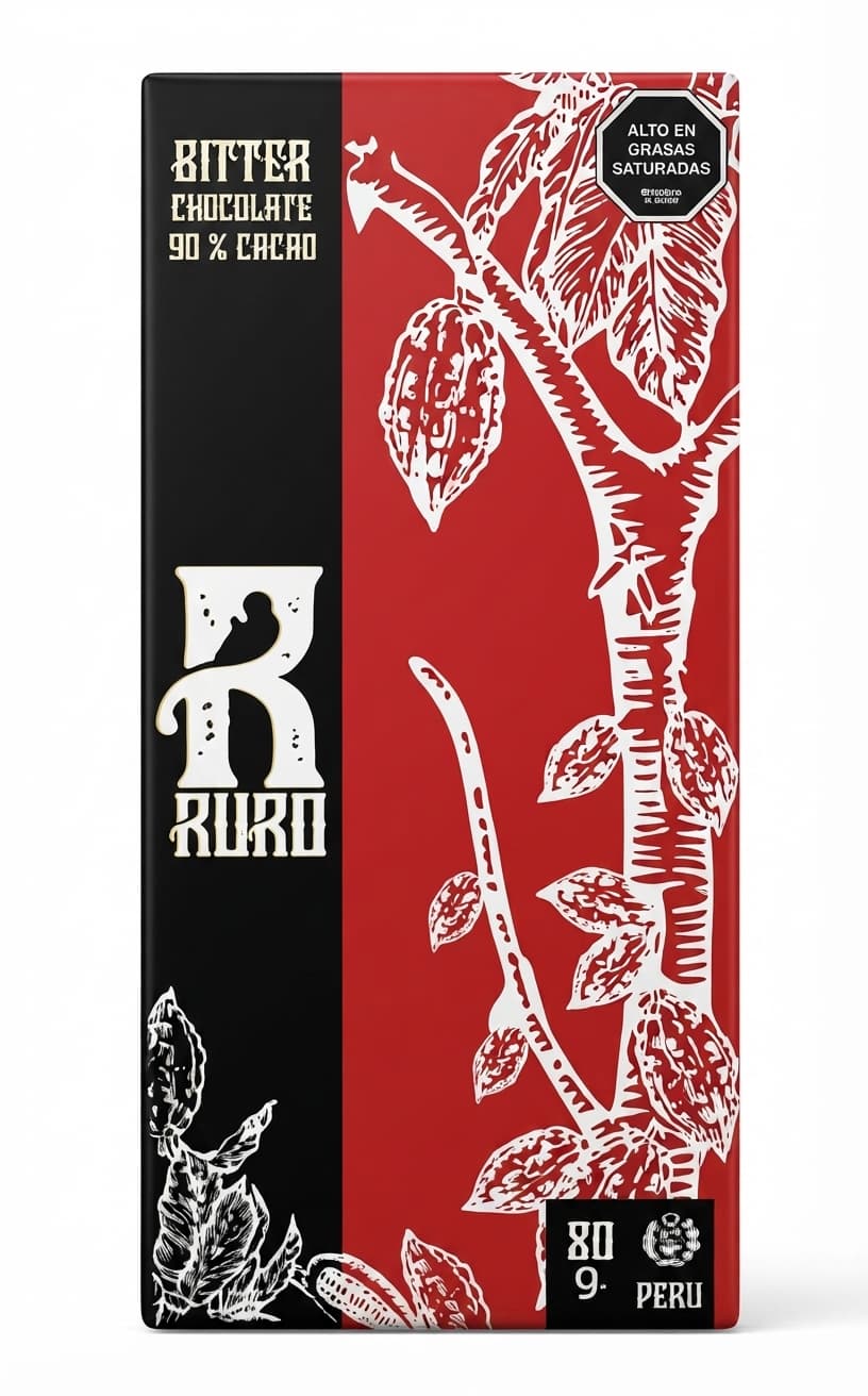 Bitter 90% 90% dark bar packaging by Ruro Chocolate