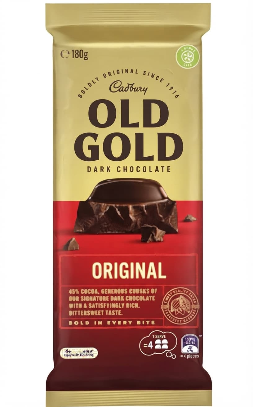 Old Gold Original 45% dark bar packaging by Cadbury