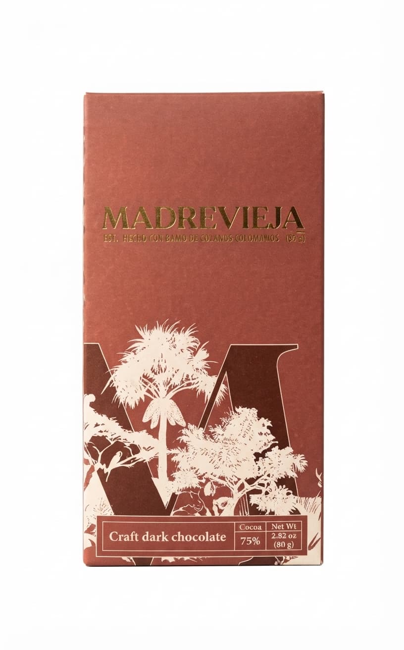 Tauramena 75% 75% dark bar packaging by Madrevieja Chocolate