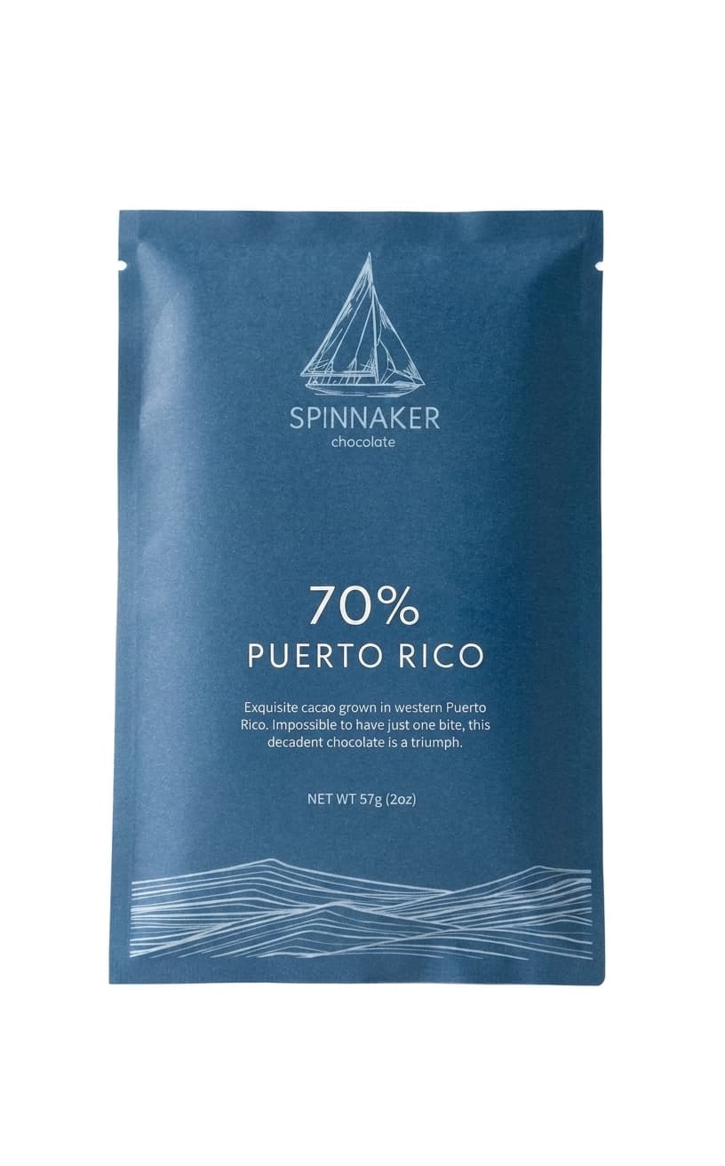 Puerto Rico 70% 70% dark bar packaging by Spinnaker