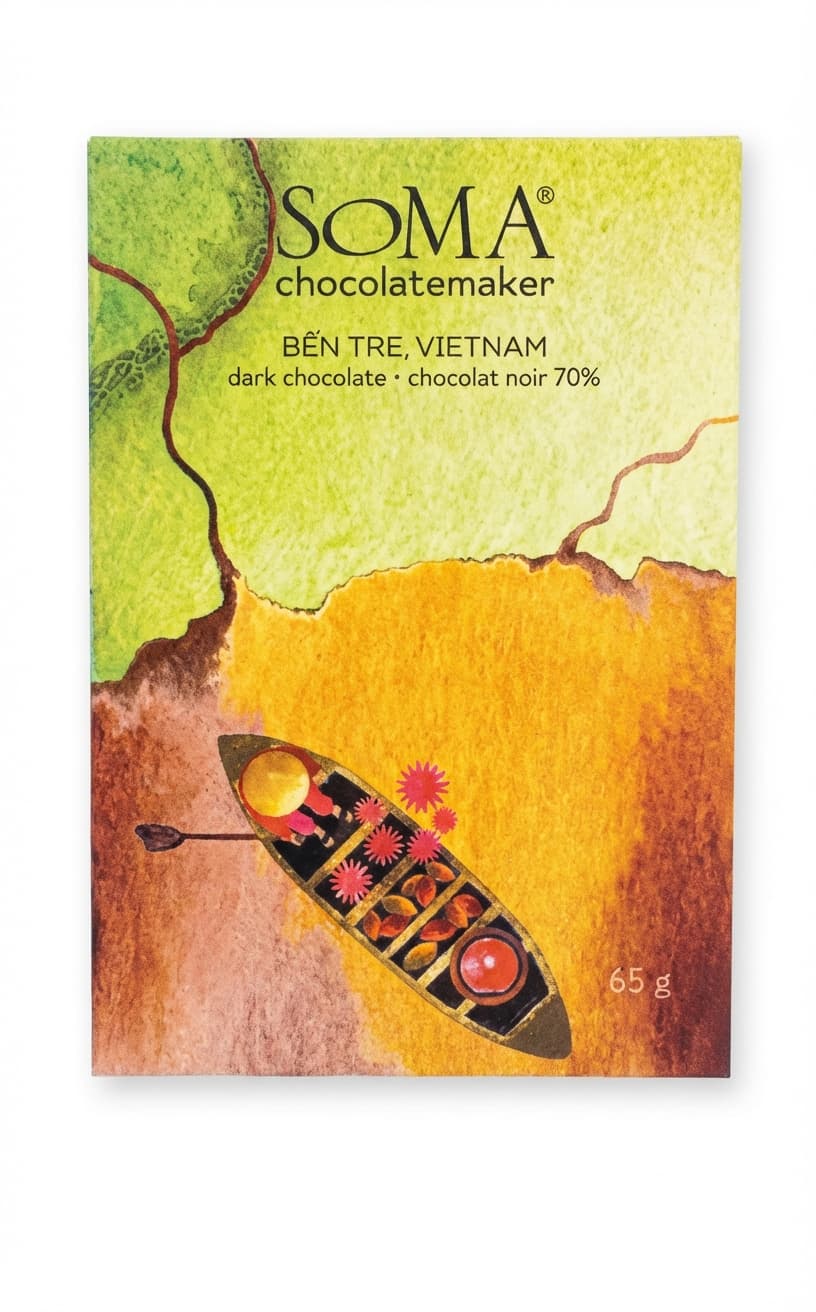 Bến Tre, Vietnam 70% 70% dark bar packaging by SOMA