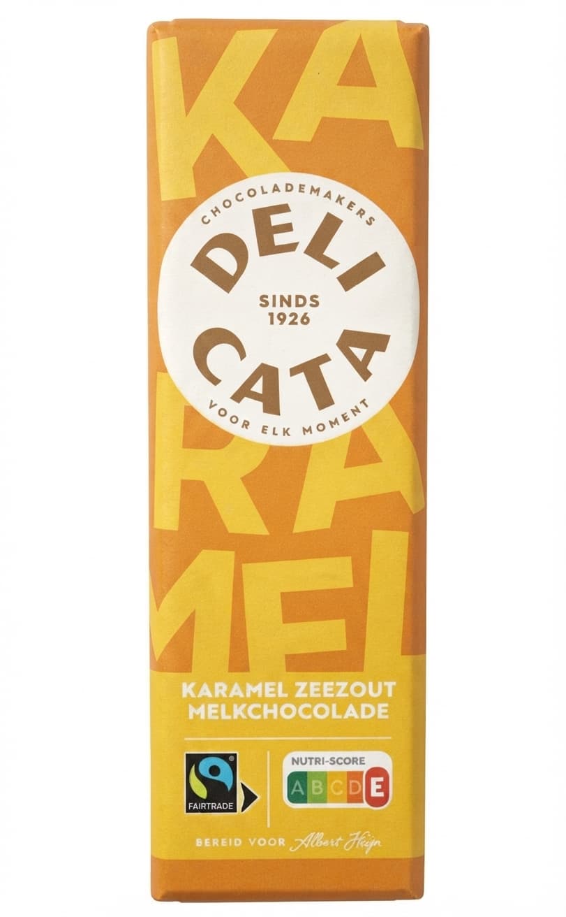 Karamel Zeezout 34% milk bar packaging by Delicata
