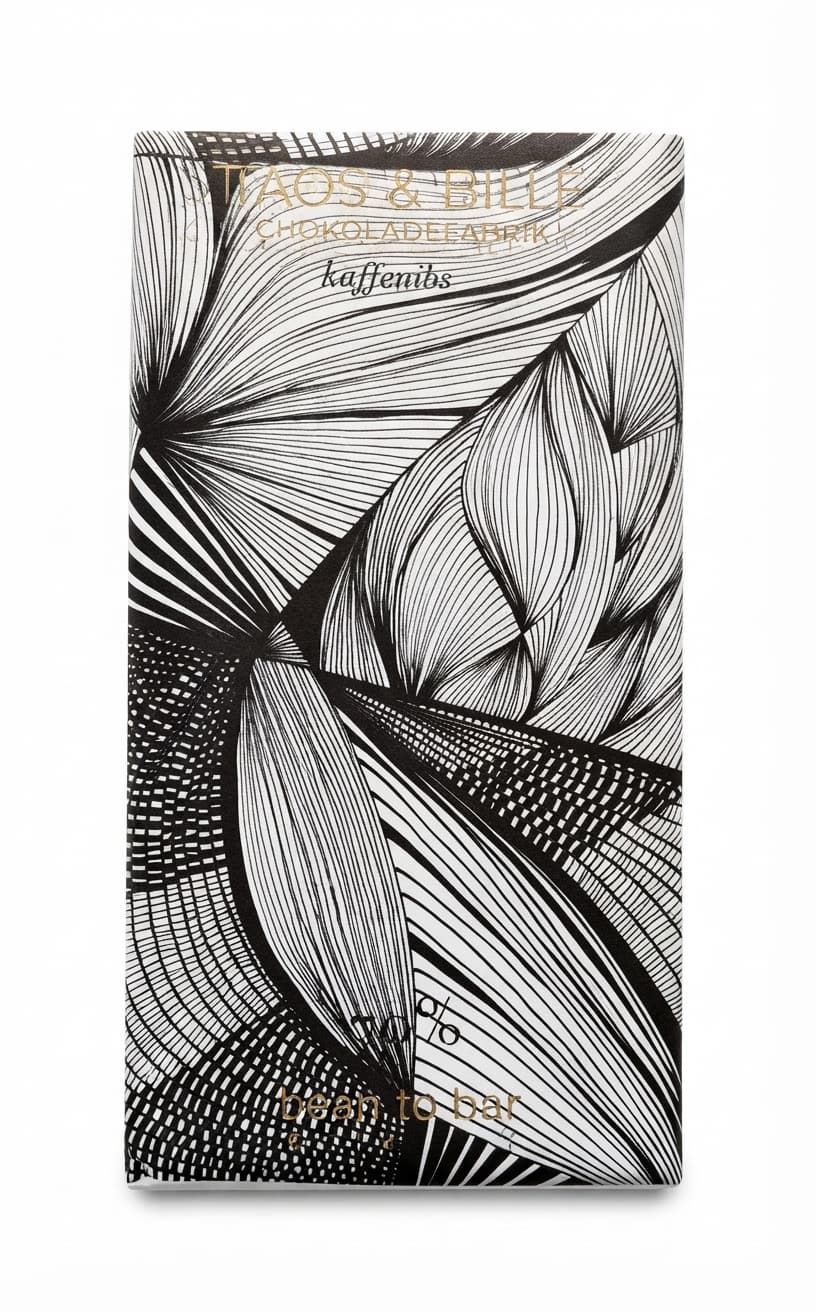 Kaffenibs 70% 70% dark bar packaging by Storm & Bille