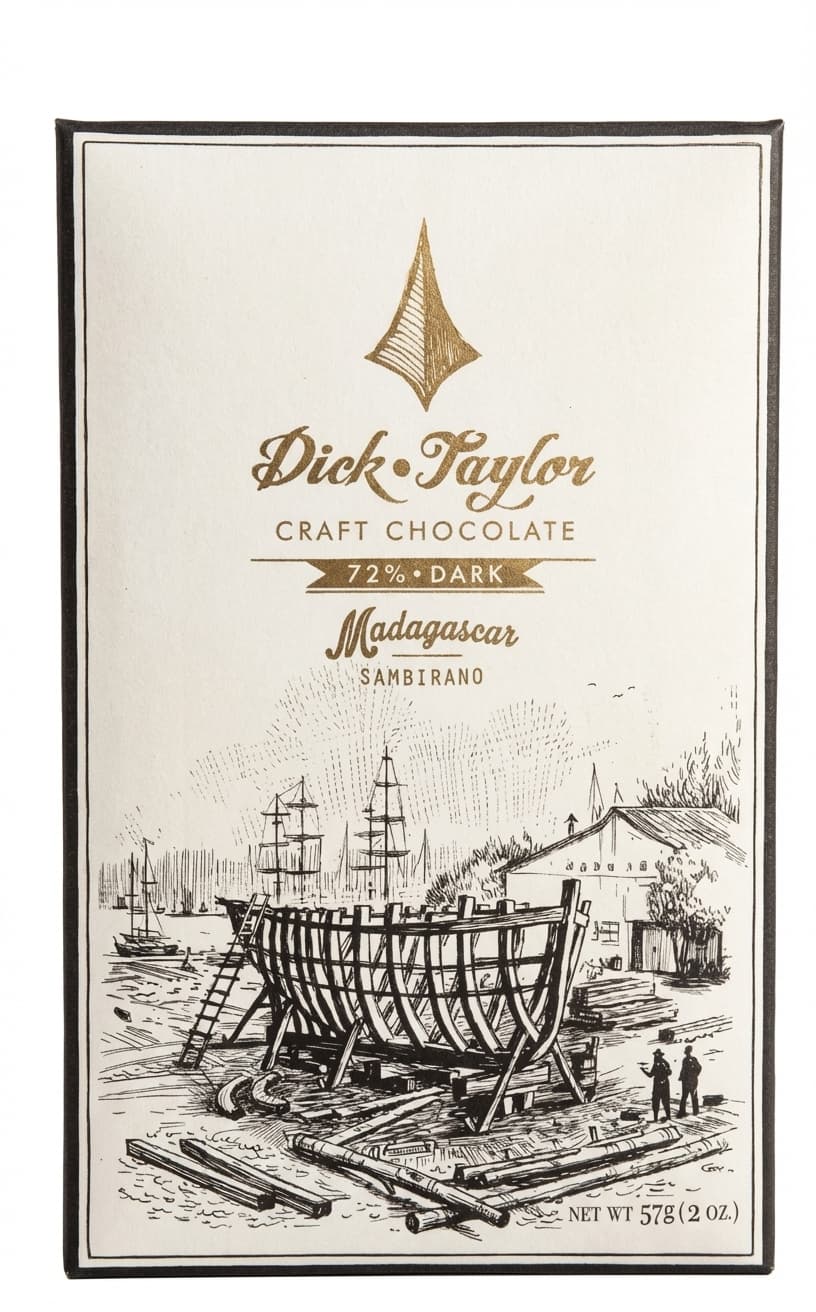 Madagascar Sambirano 72% Dark 72% dark bar packaging by Dick Taylor