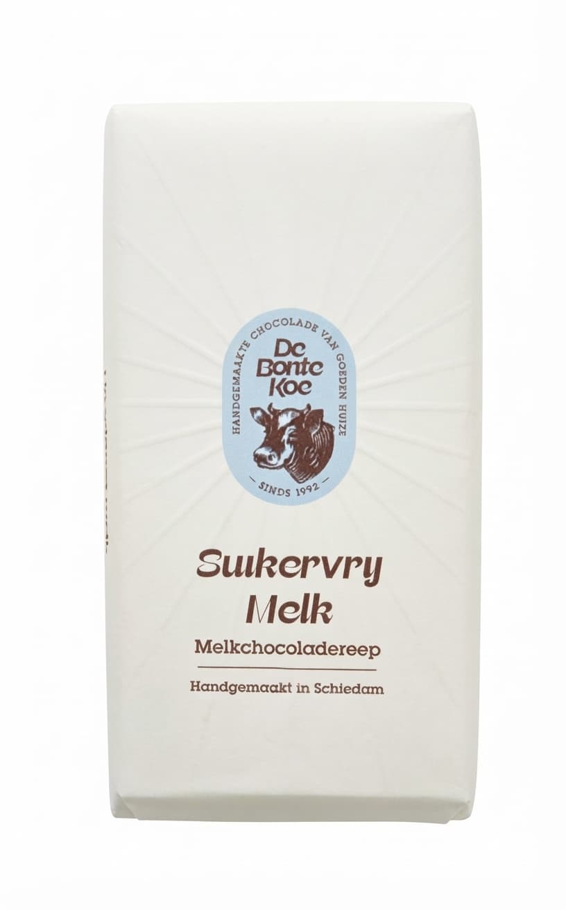 Suikervrij Melk 33.9% milk bar packaging by De Bonte Koe