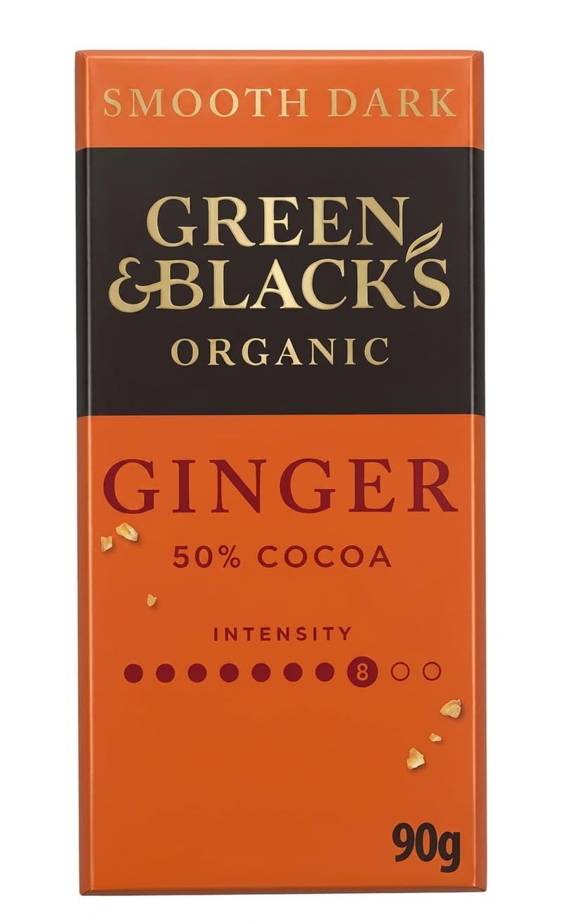 Ginger 50% 50% dark bar packaging by Green & Black's