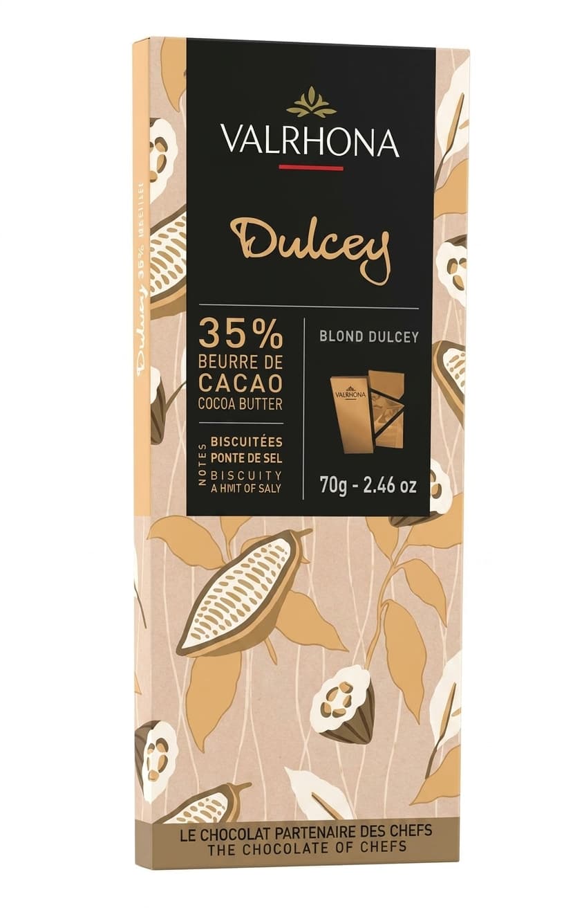 Dulcey 35% white bar packaging by Valrhona