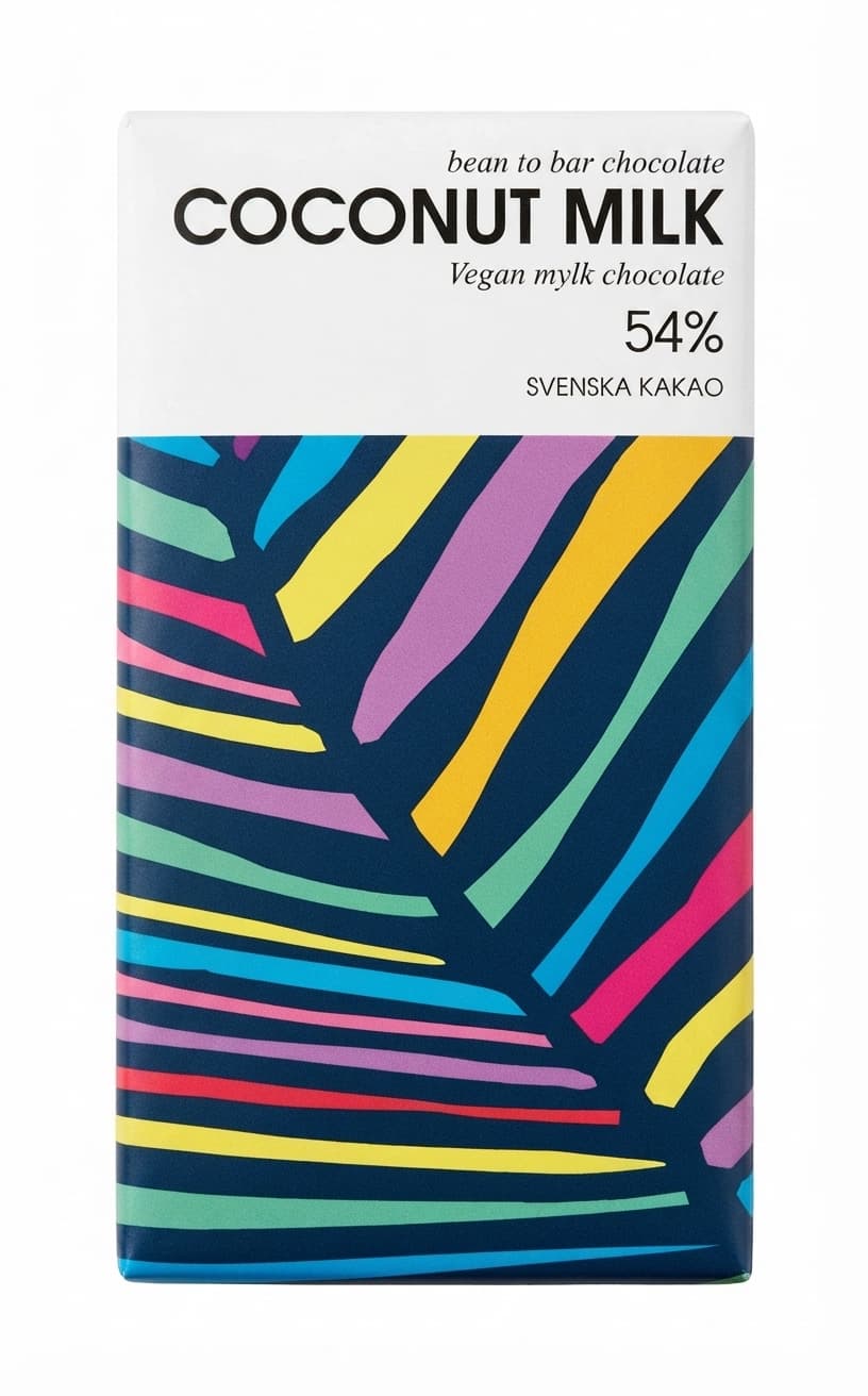 Coconut Milk 54% 54% milk bar packaging by Svenska Kakao