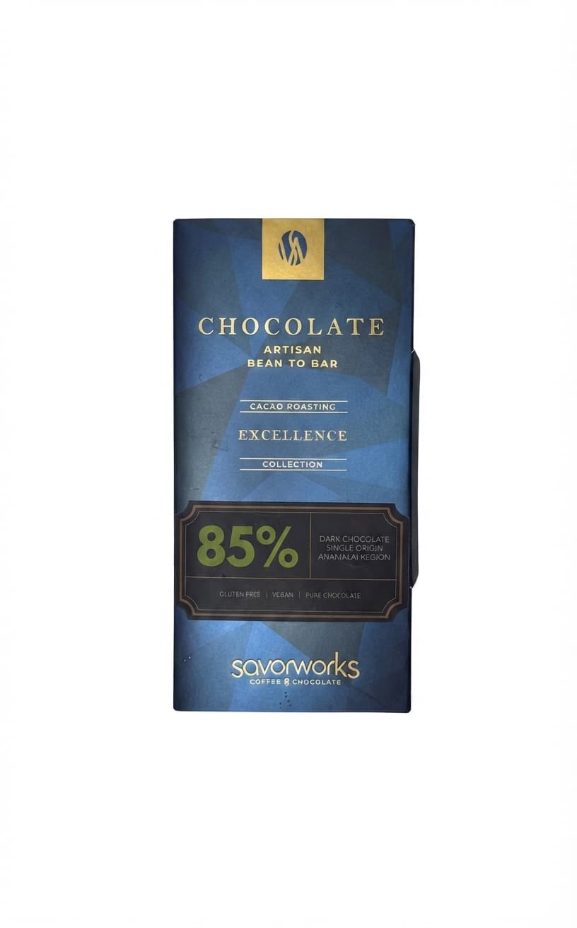 Anamalai 85% 85% dark bar packaging by Savorworks Roasters