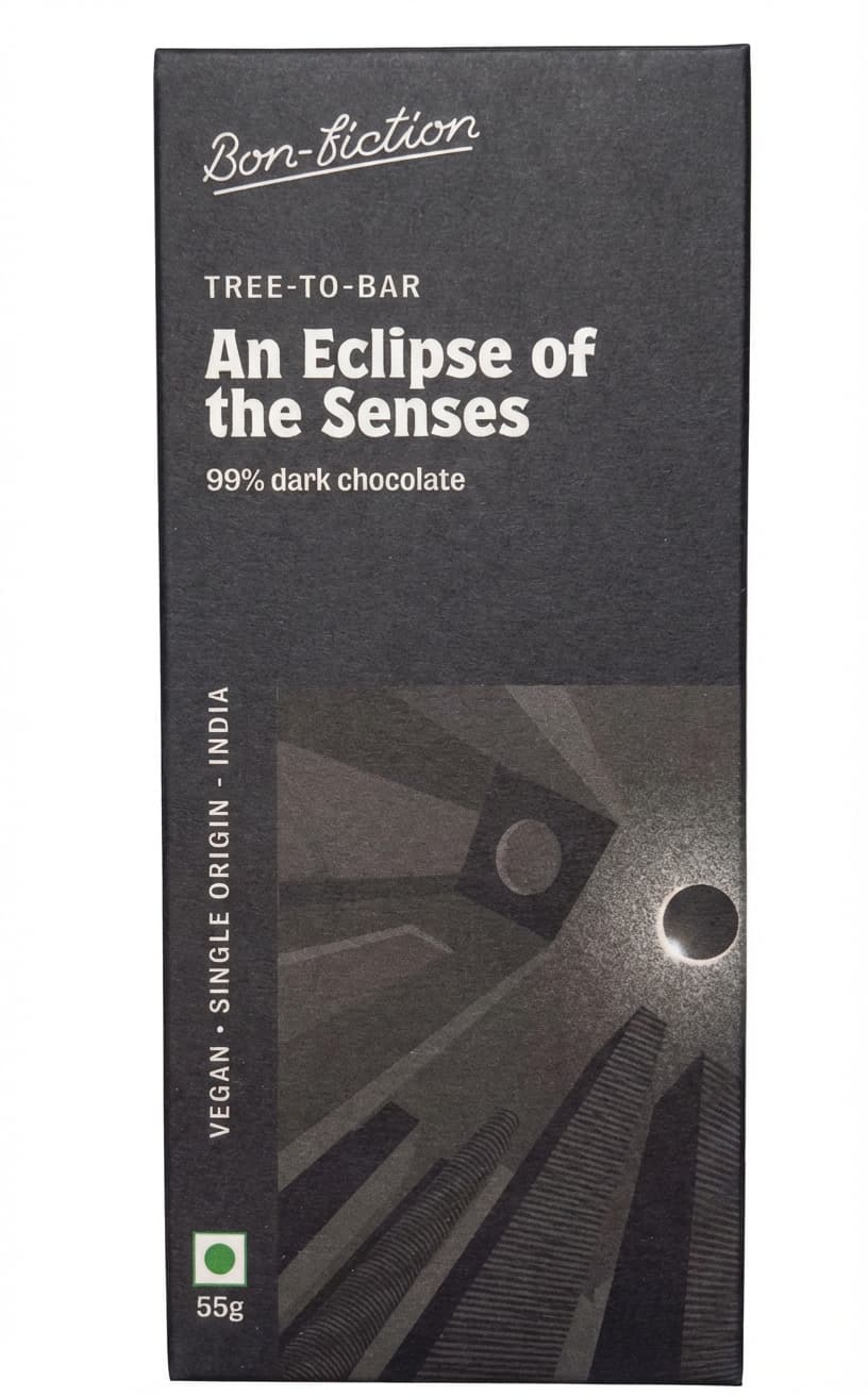 An Eclipse of the Senses 99% dark bar packaging by Bon-Fiction