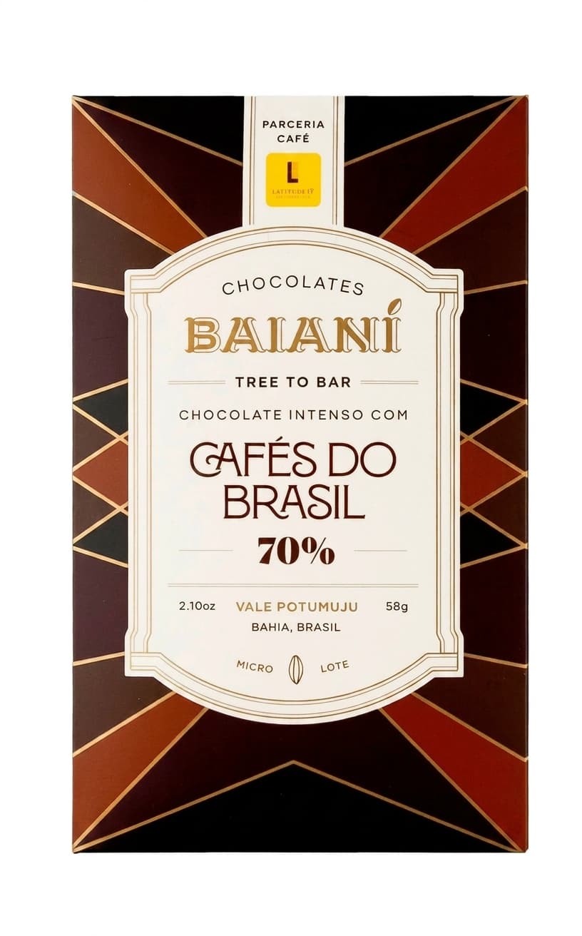 Latitude 13 Coffee 70% 70% dark bar packaging by Baianí