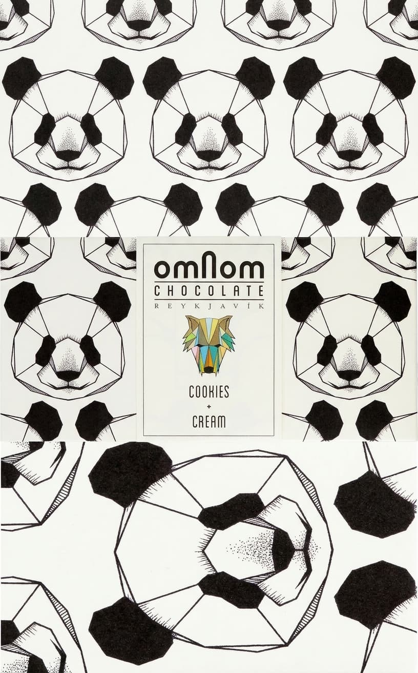 Cookies and Cream 40% white bar packaging by Omnom