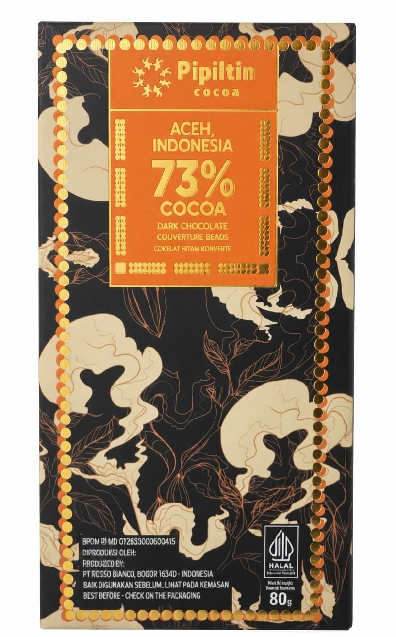 Aceh 73% 73% dark bar packaging by Pipiltin