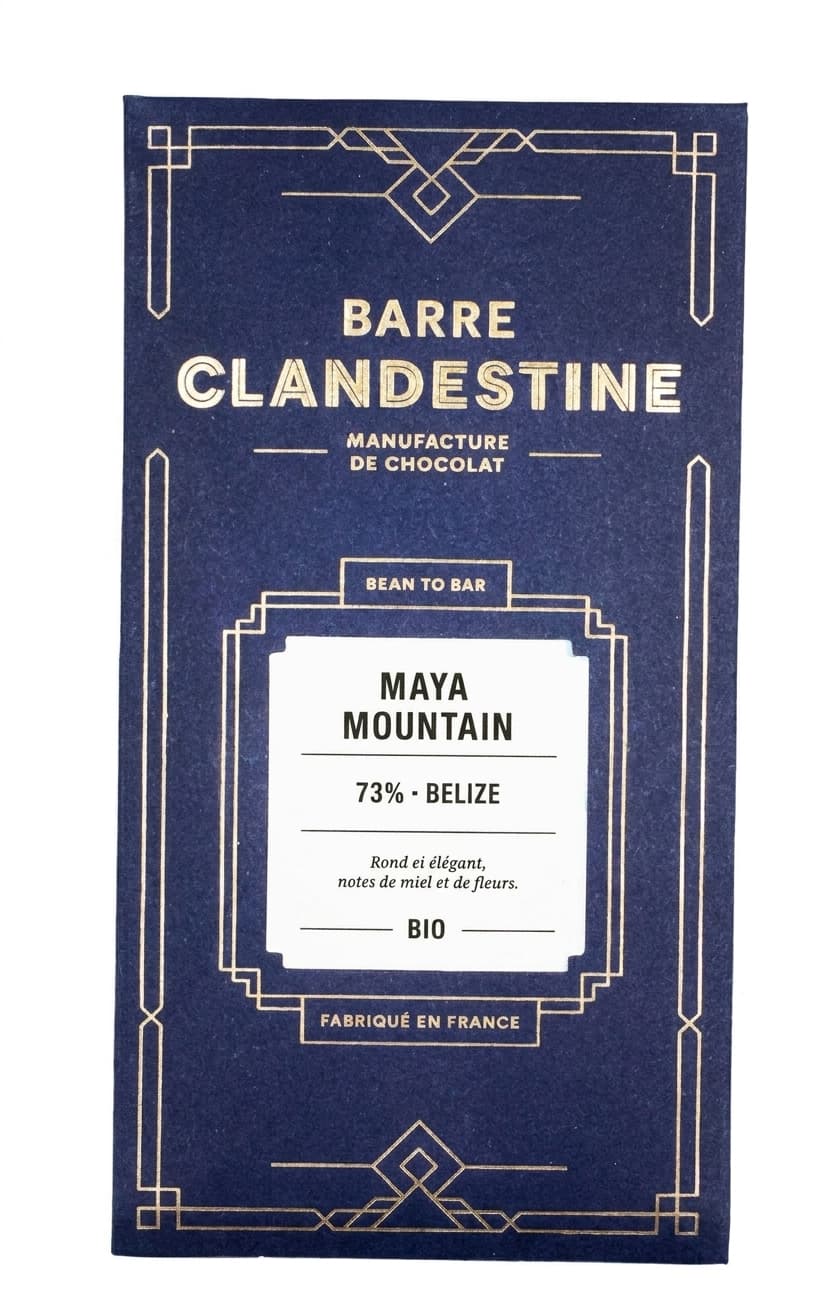 Maya Mountain 73% 73% dark bar packaging by Barre Clandestine