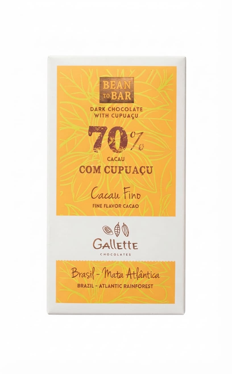 Cupuaçu 70% 70% dark bar packaging by Gallette Chocolates