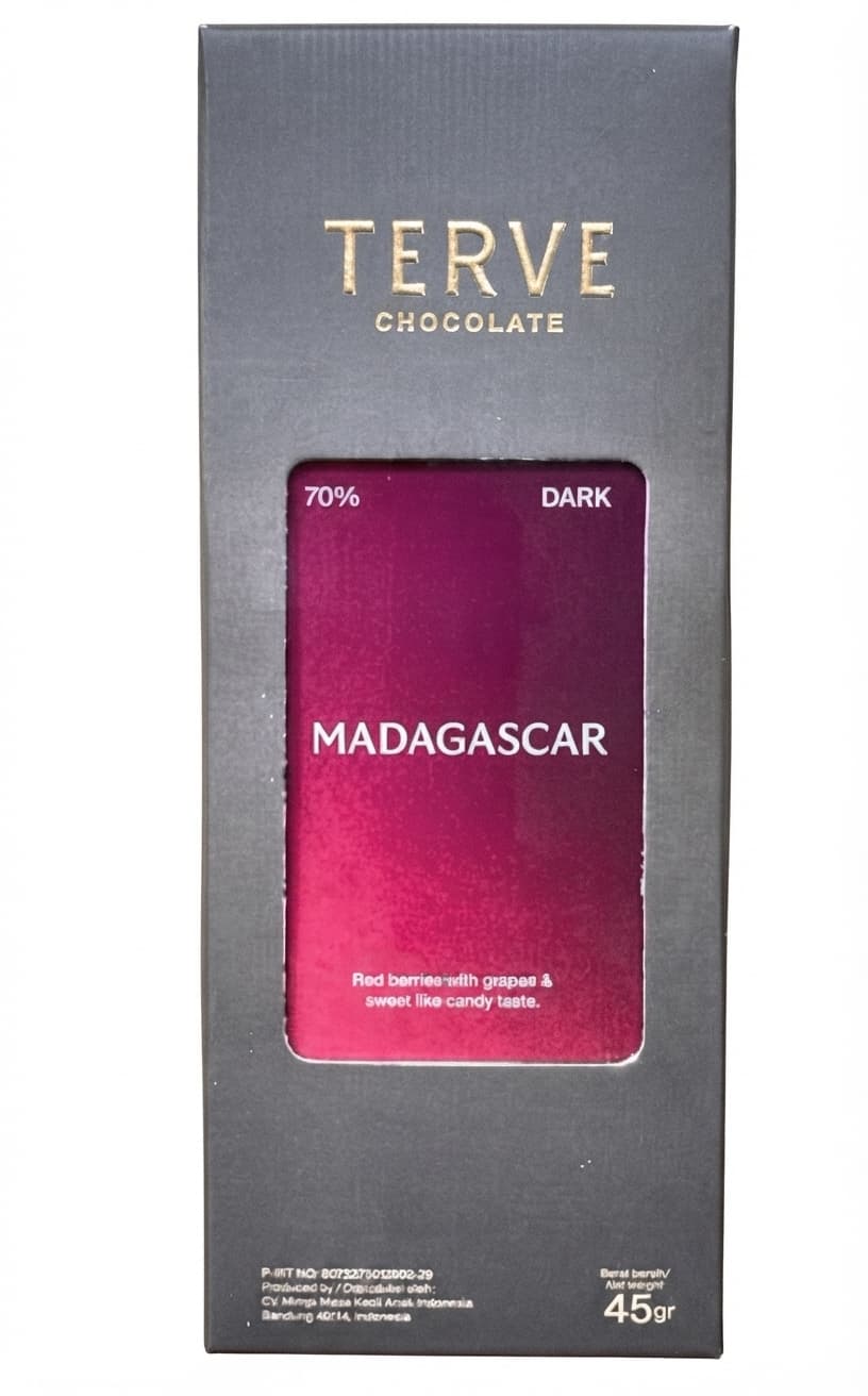 Madagascar 70% 70% dark bar packaging by Terve