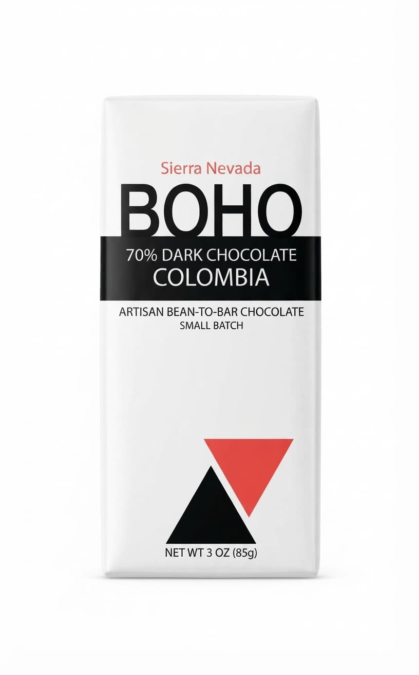 Sierra Nevada Colombia 70% 70% dark bar packaging by BOHO Chocolate