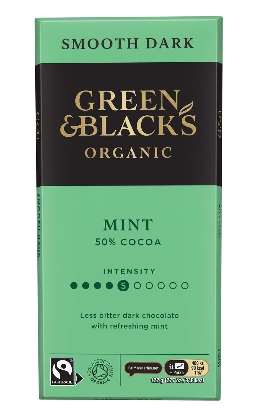 Mint 50% 50% dark bar packaging by Green & Black's